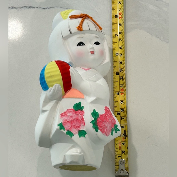 Vintage Japanese Hakata Pottery Kimono Doll Artisan Handpainted Unglazed - Picture 8 of 9